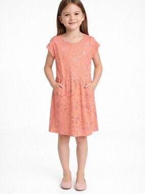 Epic Threads Pocket Dress Pink & Gold Pullover Short Sleeve Small (6/7)